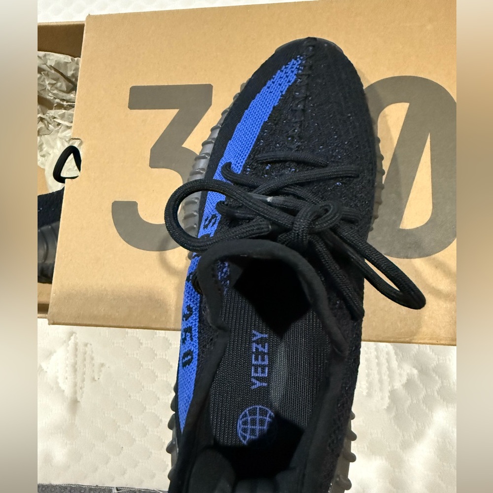 Yeezy Black and Blue Knit Sneakers